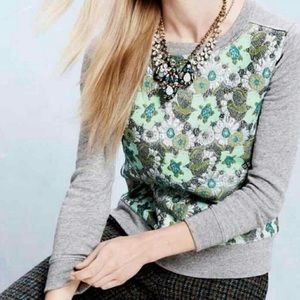 J Crew Green Brocade Sweatshirt